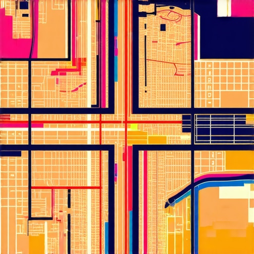 Futuristic map displaying geospatial data with AI overlays for local search optimization