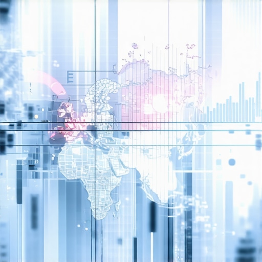 Data Analytics and AI in Maps SEO Futuristic digital map with analytics overlay showing growth trends and data points.