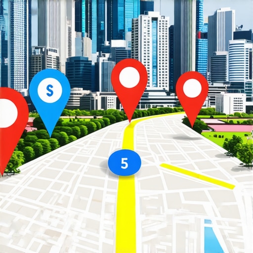 Cityscape featuring augmented reality overlays and digital maps representing advanced local SEO in 2024