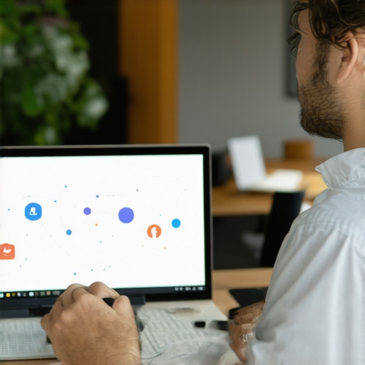 Business owner using AI tools to analyze local search data.