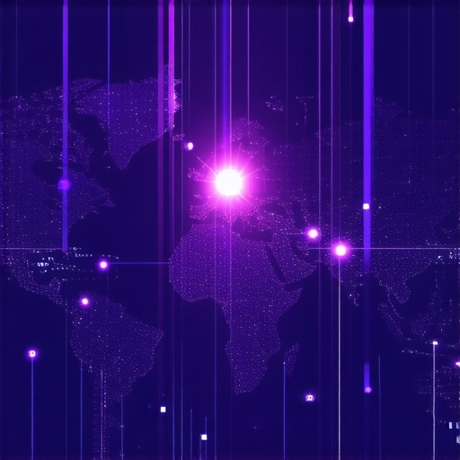 Map showing localized data points with AI analytics overlay for advanced local SEO