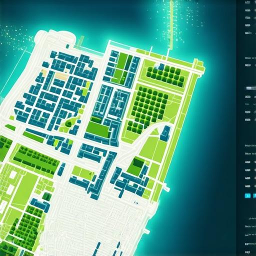 Futuristic map interface with AI analytics overlay