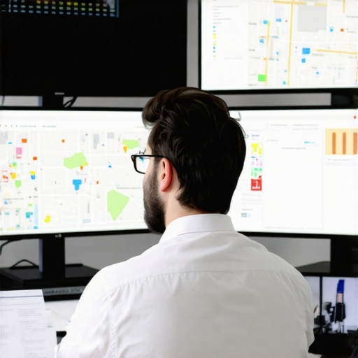 Expert analyzing maps and digital data for local SEO strategy.