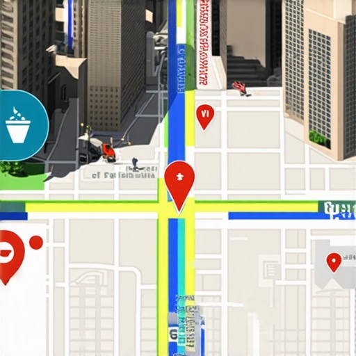Futuristic interface showing augmented reality overlays and voice search icons in a cityscape