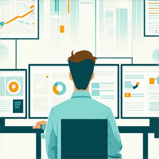 Strategist analyzing local SEO metrics on digital screens with maps and graphs.