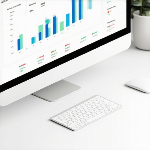 Digital marketing workspace with SEO analytics screens showing local search data.