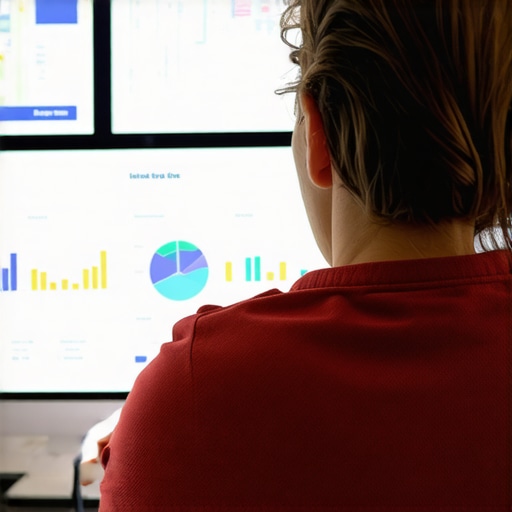 Person reviewing local SEO analytics on a computer screen showing maps and data visualizations