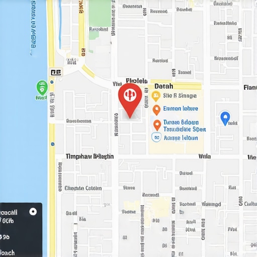 A digital map showing local business listings with SEO indicators