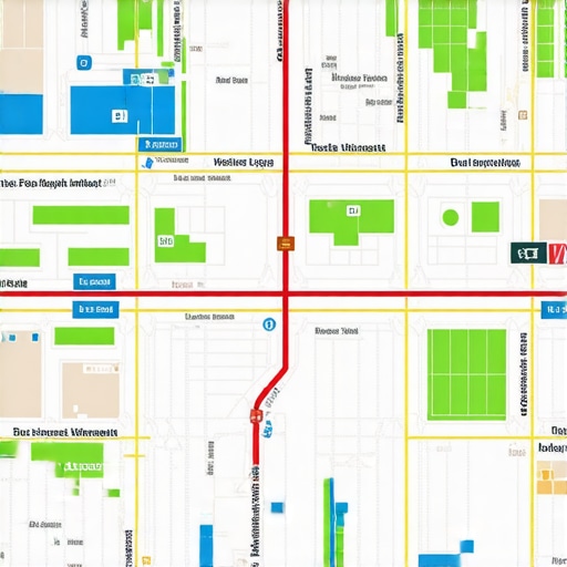 Advanced augmented reality map interface with AI data overlays for local business navigation.