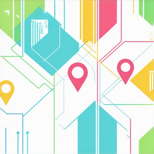 A high-tech map interface with augmented reality elements and community data overlays for local SEO