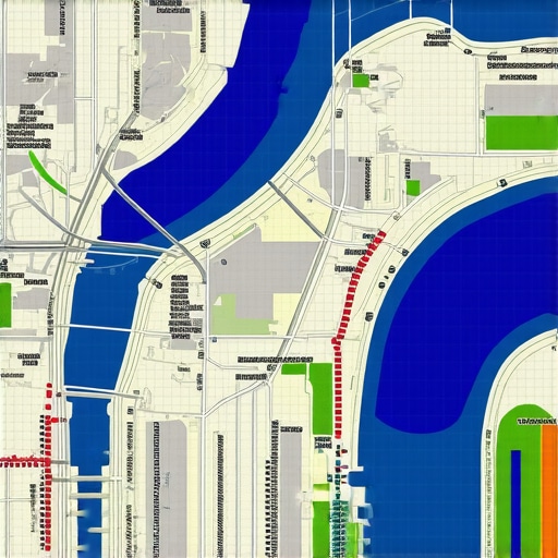 Map with data overlays showing geospatial analysis for SEO