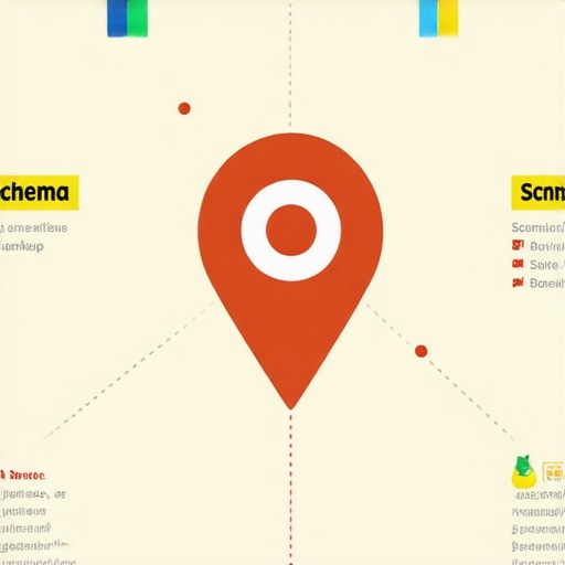 Infographic illustrating advanced local SEO tactics including schema, reviews, and community engagement.