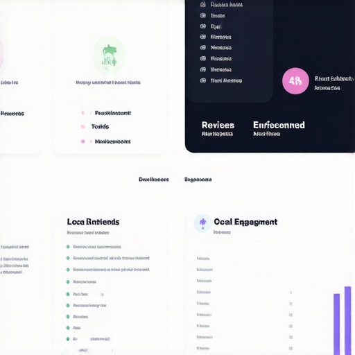 Dashboard with sentiment analysis and review metrics for local search optimization.