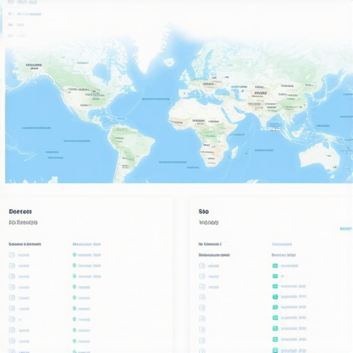 High-tech analytics dashboard showing maps and local search insights