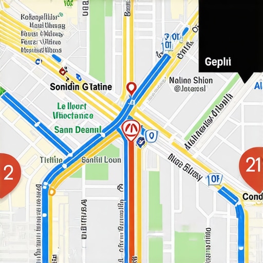 High-tech digital map showing local business markers and data overlays