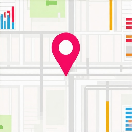 Digital map with local business markers and SEO analytics