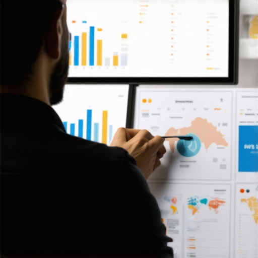 Digital marketing strategist reviewing maps and analytics for local SEO