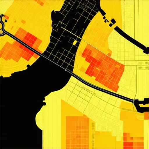 Heat maps and GIS tools analyzing customer density and traffic flow for local SEO optimization.