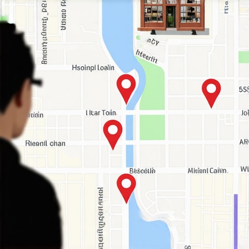 User exploring a vibrant, interactive map showcasing local business locations and virtual tour features