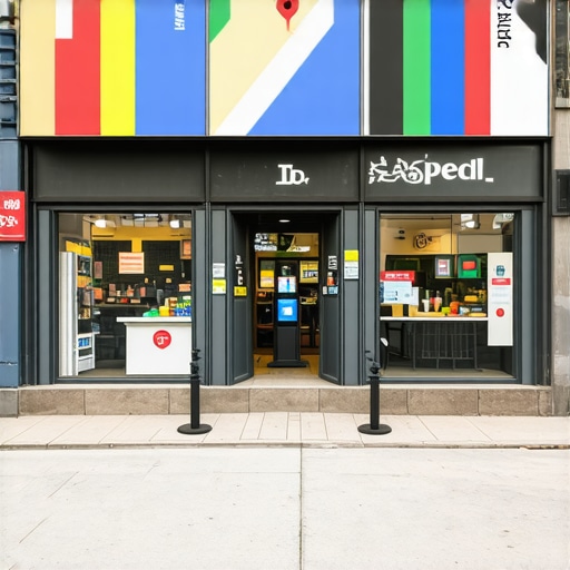 Busy storefront with Google Maps overlay illustrating local search presence