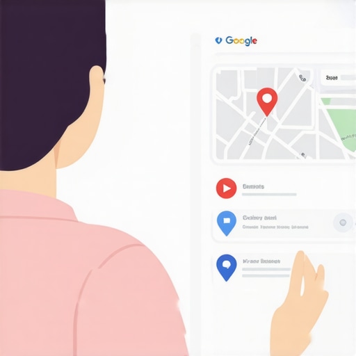 Local business owner updating Google My Business with landmarks and maps