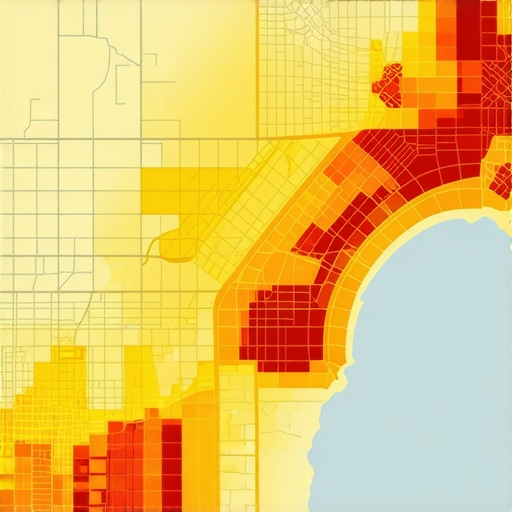 Geographic heatmap highlighting high-traffic zones and underserved areas in an urban environment.