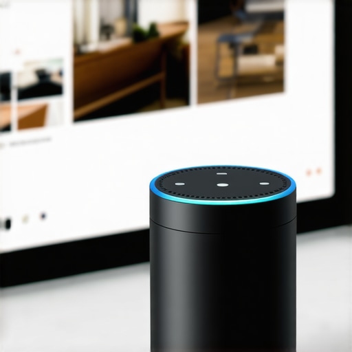 Person using a smart speaker to find local businesses via voice command