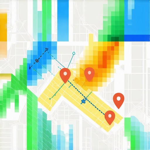 Futuristic digital map displaying geospatial data and analytics for local search optimization.