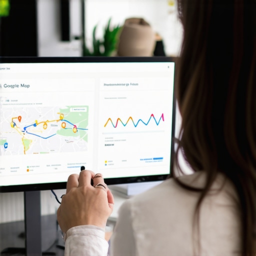 Marketing professional reviewing Google Maps performance analytics to improve local search rankings.