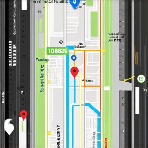Augmented Reality Map Interface Illustration of an advanced map with AR overlays highlighting local businesses and routes