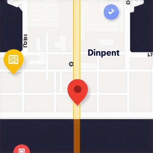 Augmented Reality and Interactive Maps in Local SEO Futuristic digital map showcasing AR overlays highlighting local businesses and user interactions.