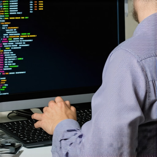 Developer working on schema markup code for optimizing maps listing visibility.