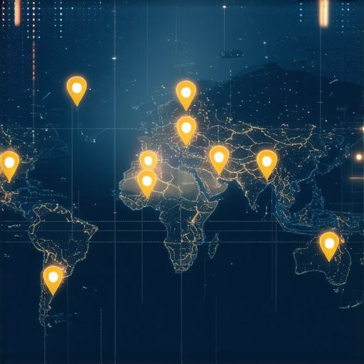 Geospatial Data Integration for Local SEO Digital map with data overlays illustrating geospatial analytics in local SEO strategy