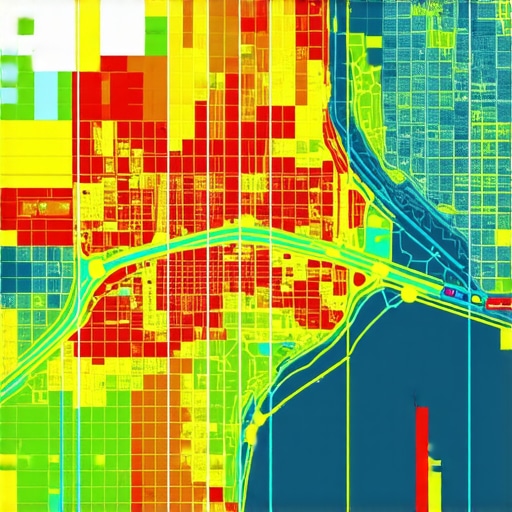 Satellite map with heatmaps indicating high-demand zones for local SEO targeting