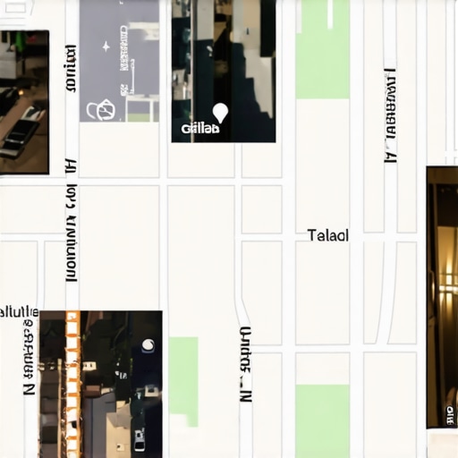 A digital map displaying AR overlays of local businesses and user engagement elements.