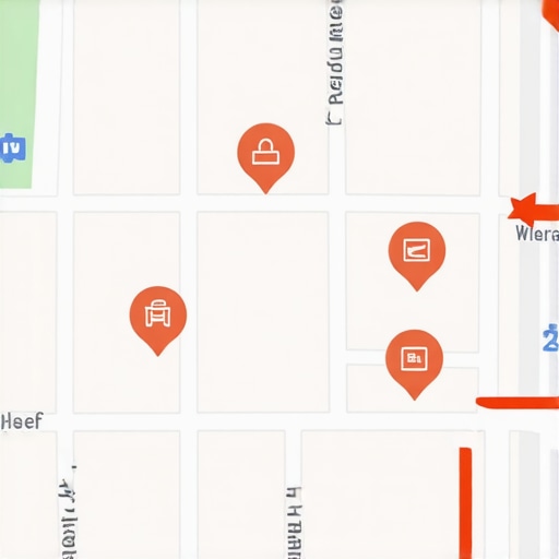 Illustration of a Google map with localized points of interest and niche markets.