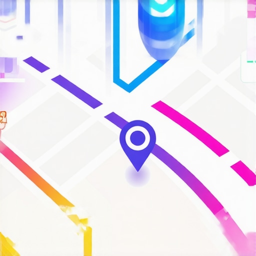 Illustration of futuristic map interface showing AR overlays and AI analytics for local SEO.