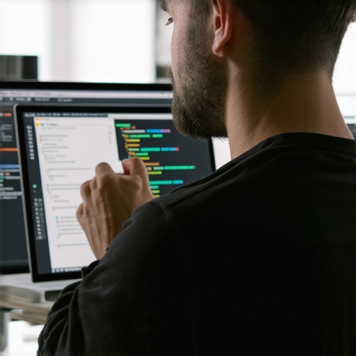 Developer working on schema markup code on a website