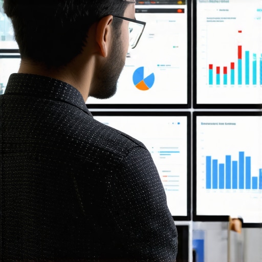 AI-Driven Local SEO Analytics Dashboard A person viewing data visualizations on a computer screen showing local search analytics and AI insights.