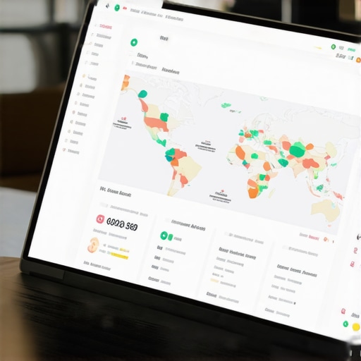 Laptop with local SEO analytics showing maps and optimization metrics.