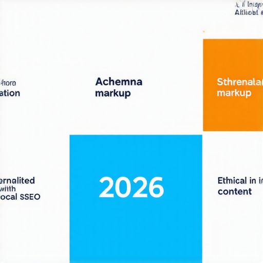 Diagram illustrating advanced local SEO strategies combining AI, schema markup, personalization, and ethics for 2026.