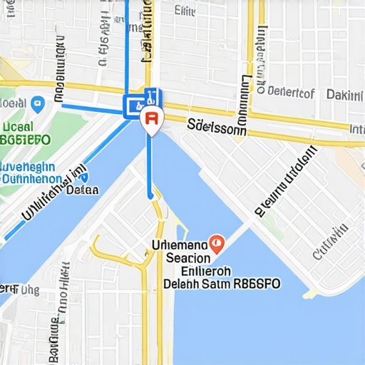 Futuristic map visualization with AI data layers indicating local SEO strategies