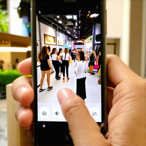 User engaging with augmented reality features in a local store environment.