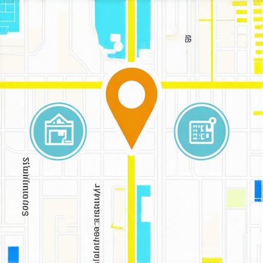 Futuristic map with AR features showing local business points of interest