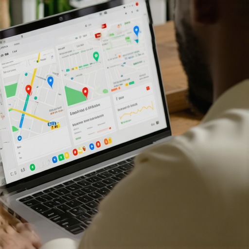 A person reviewing maps SEO analytics on a laptop