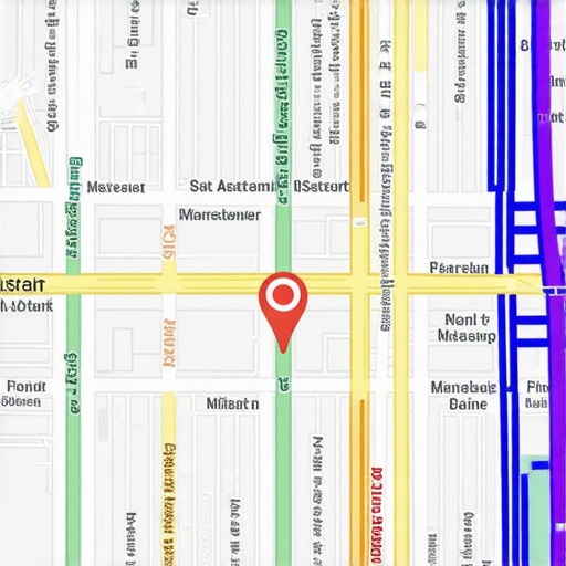 A visually detailed digital map showing local business locations and SEO signals