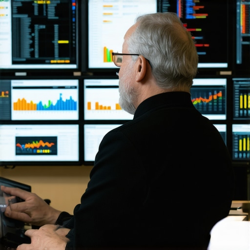 Business analyst reviewing local search analytics dashboards with graphs and heatmaps.