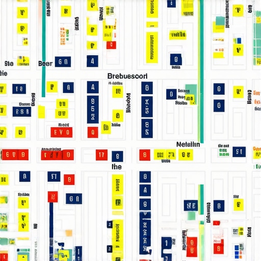 Hyper-Local Content Strategy Map Map illustrating local businesses, community events, and user interactions in a neighborhood setting.