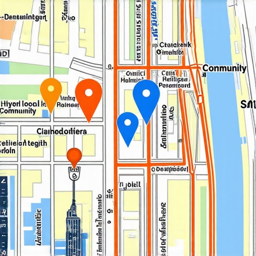 Hyper-Local Signal Mapping for SEO Map with local landmarks and digital signals highlighting hyper-local SEO strategies.