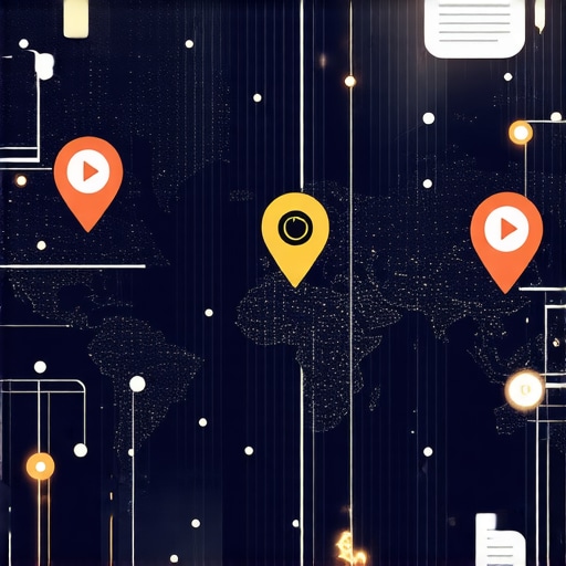 A high-tech digital map showcasing innovative local SEO strategies with data overlays